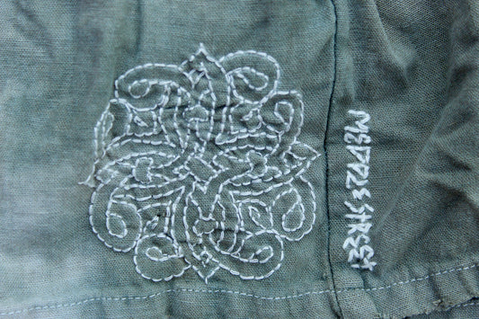 Green Dyed and Sewn Shorts