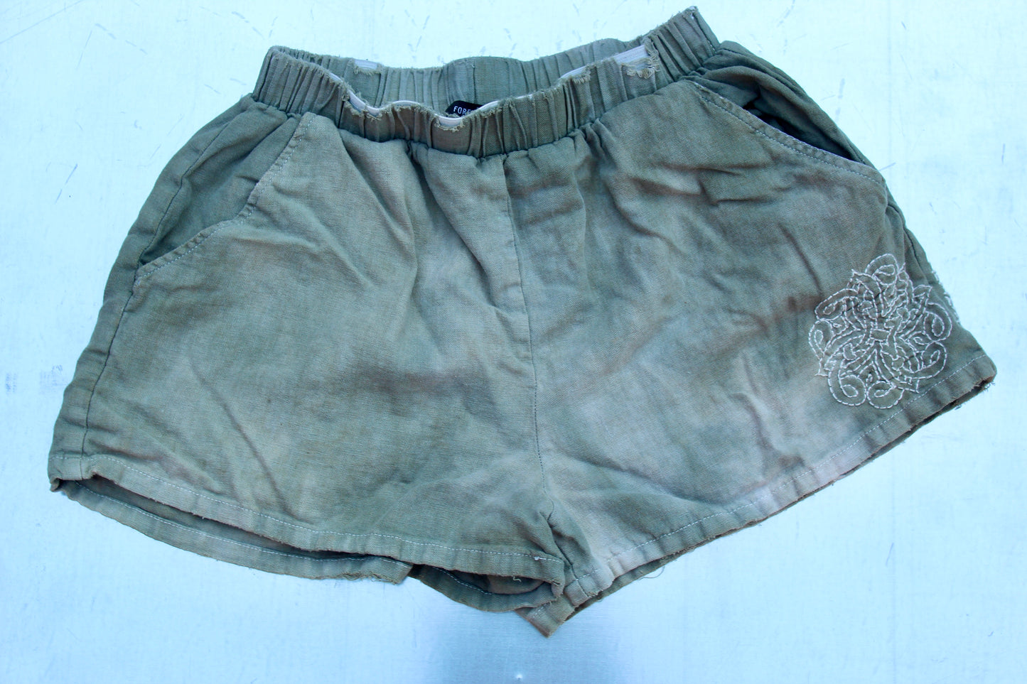 Green Dyed and Sewn Shorts