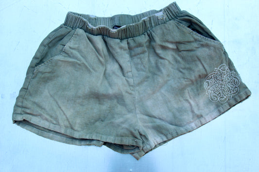 Green Dyed and Sewn Shorts
