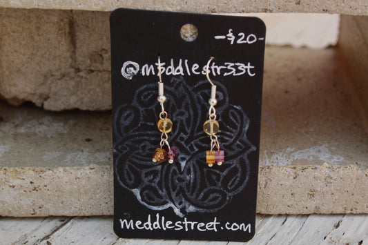 Amber and Flower Earrings