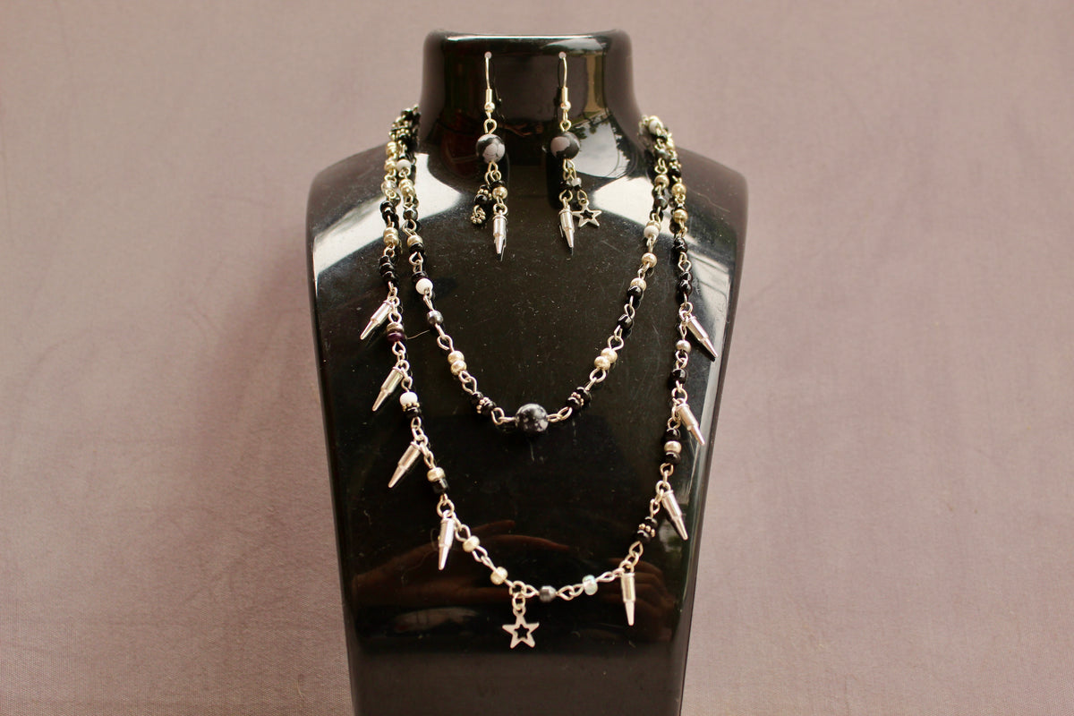Bullet Chain Necklace and Earring Set