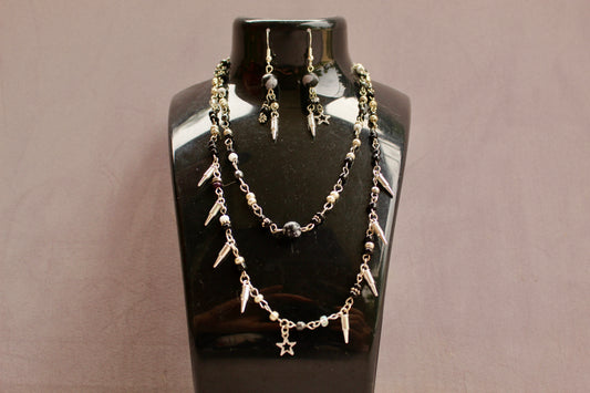 Bullet Chain Necklace and Earring Set