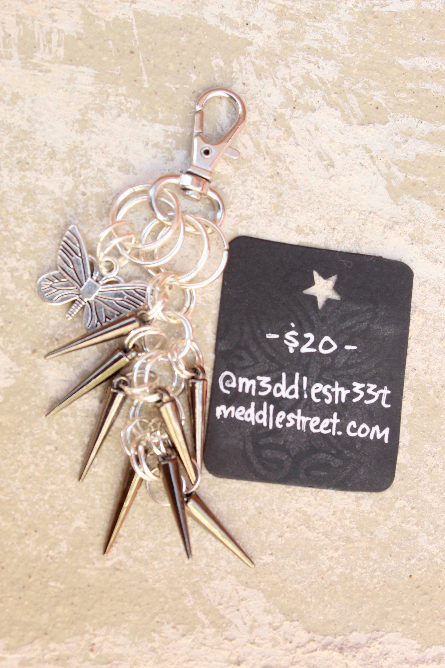 Butterfly and Spike Keychain