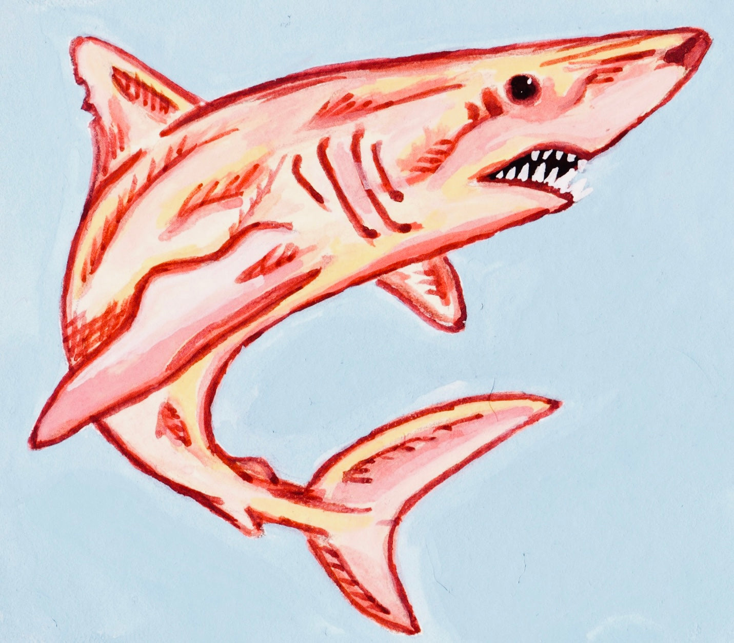 'Pink Shark' Original Goache