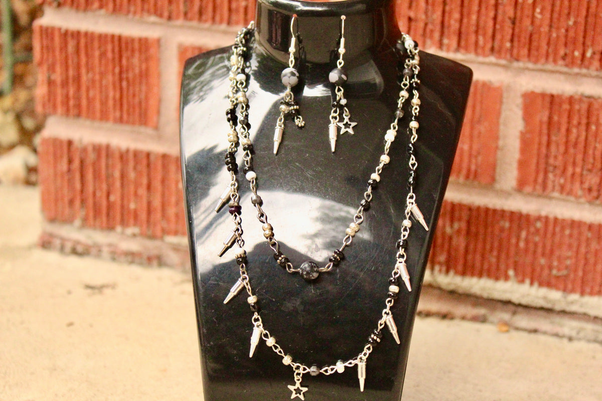 Bullet Chain Necklace and Earring Set