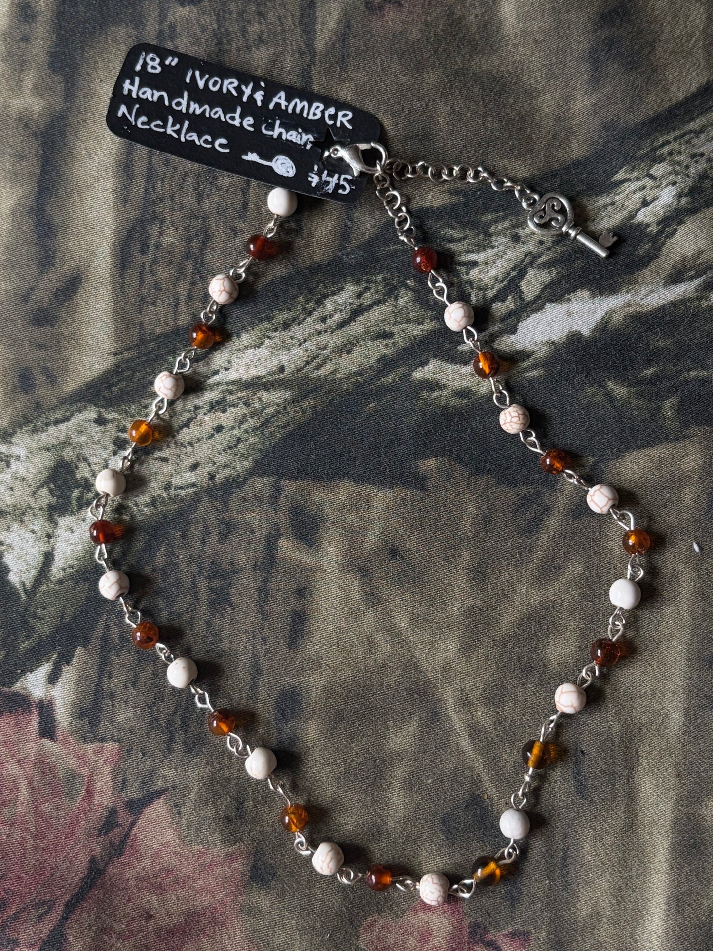 Amber & Ivory Handmade Chain Necklace