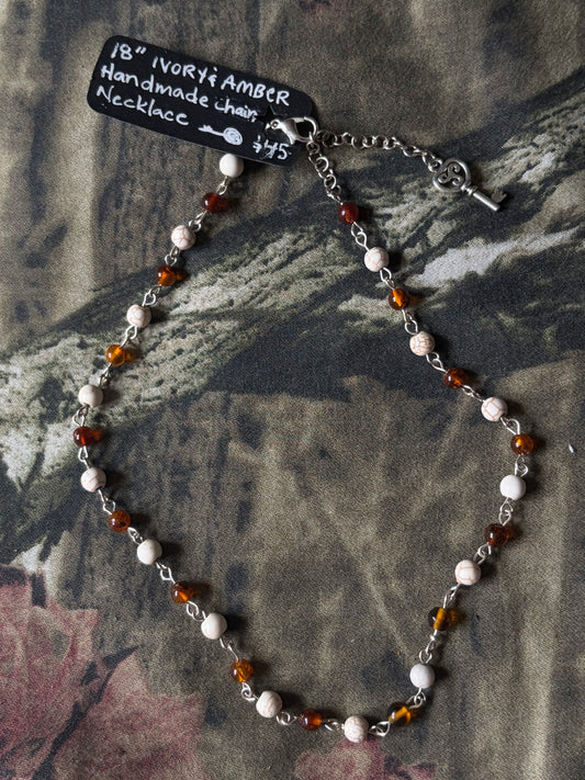 Amber & Ivory Handmade Chain Necklace