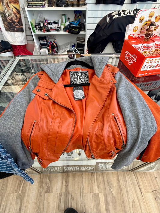 Last Kiss Orange Hoodie Leather Jacket